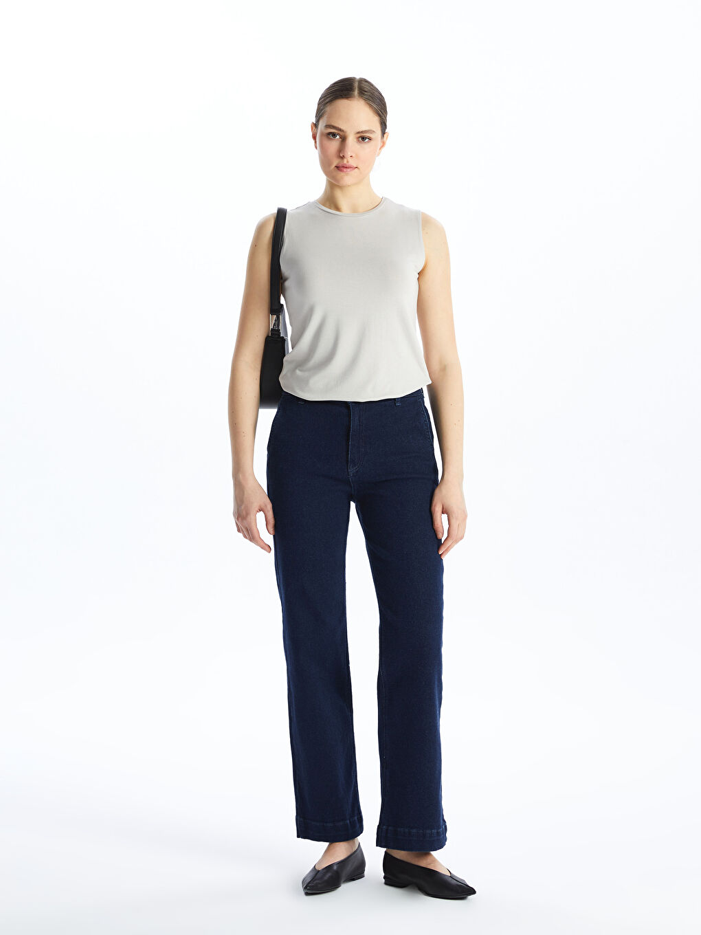 Gri Kadın Bisiklet Yaka Düz Atlet-2