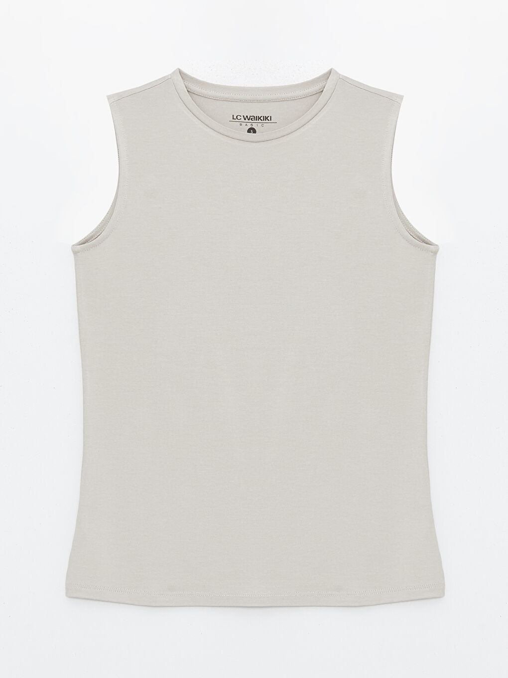 Gri Kadın Bisiklet Yaka Düz Atlet-5