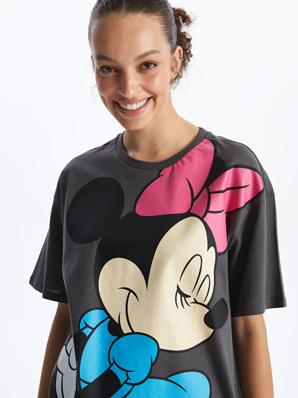 Crew Neck Minnie Mouse Printed Short Sleeve Women's T-Shirt
