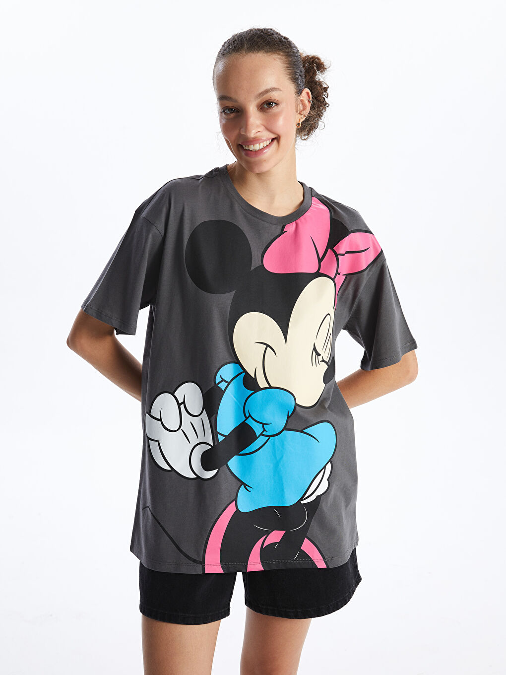 Crew Neck Minnie Mouse Printed Short Sleeve Women's T-Shirt-1
