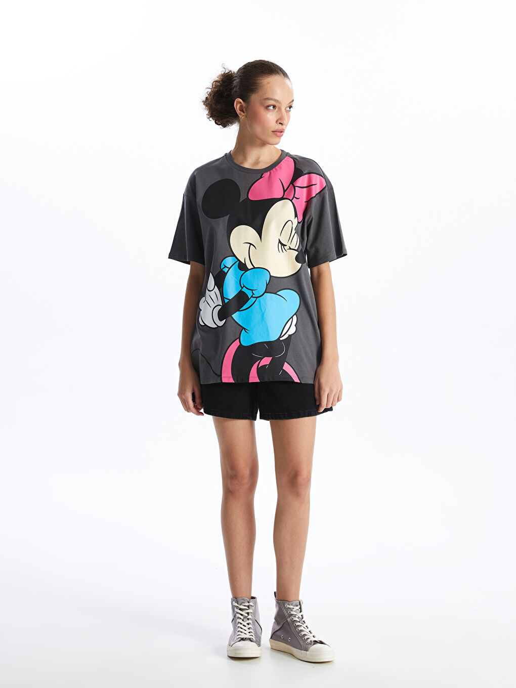 Crew Neck Minnie Mouse Printed Short Sleeve Women's T-Shirt-2