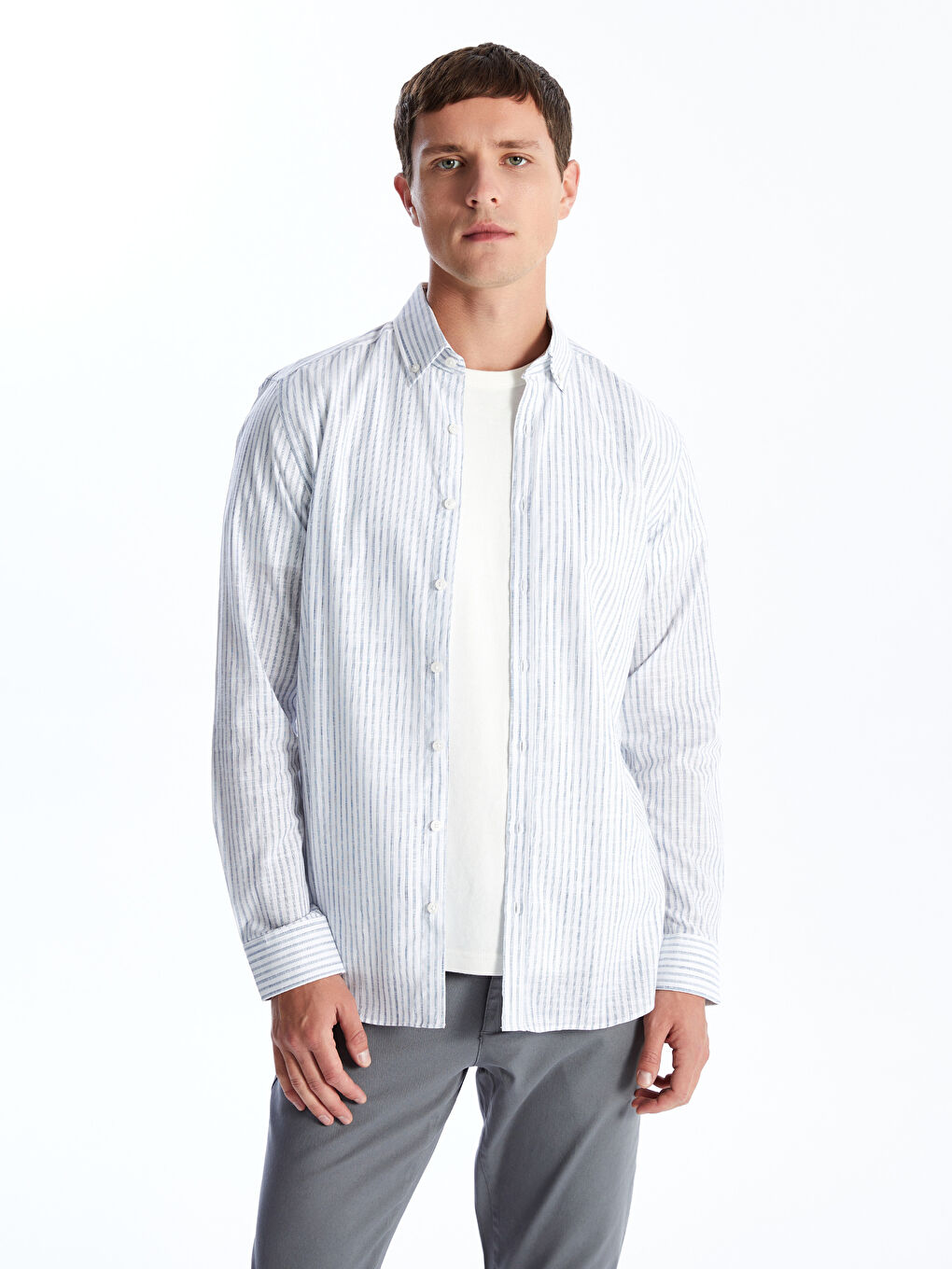 Regular Fit Long Sleeve Striped Men's Shirt