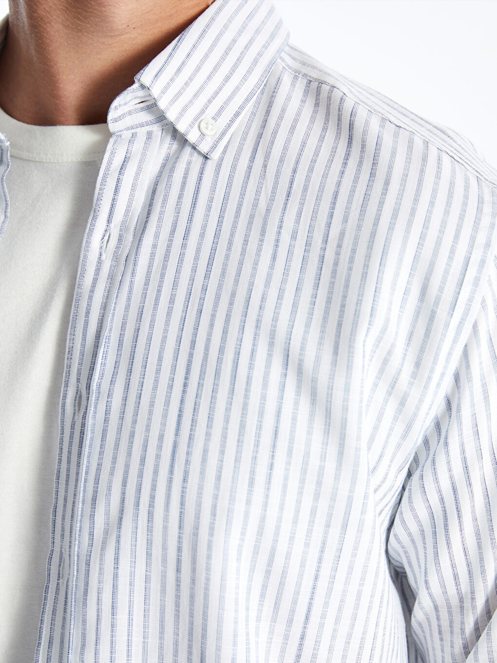 Regular Fit Long Sleeve Striped Men's Shirt-3