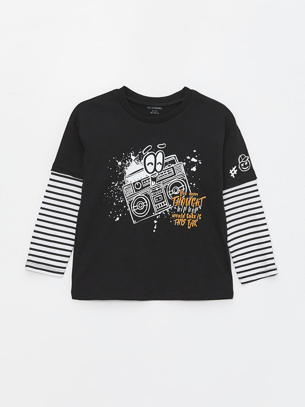 Siyah Bisiklet Yaka Uzun Kollu Erkek Bebek Tişört-2