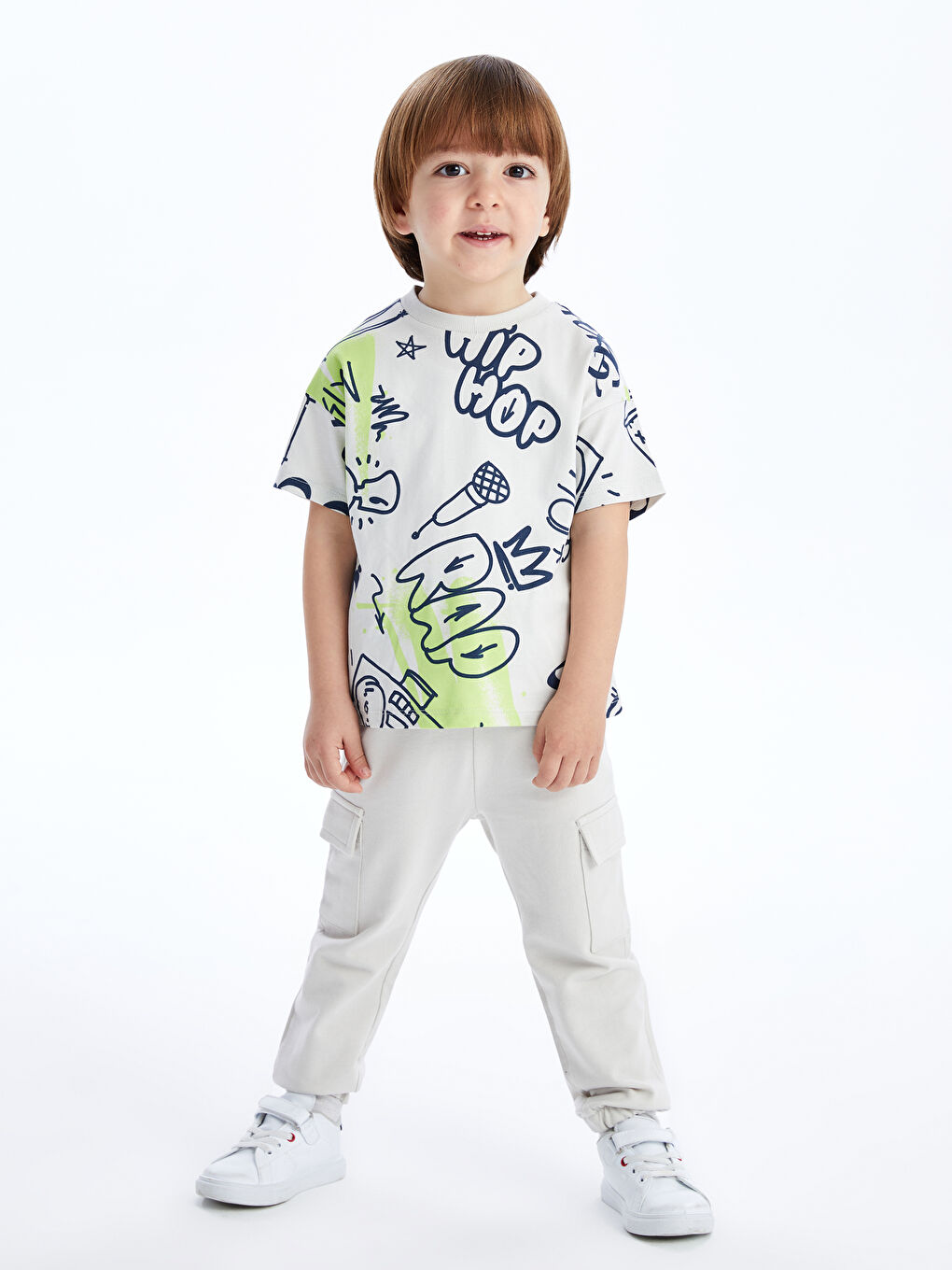 Gri Beli Lastikli Erkek Bebek Jogger Eşofman Altı