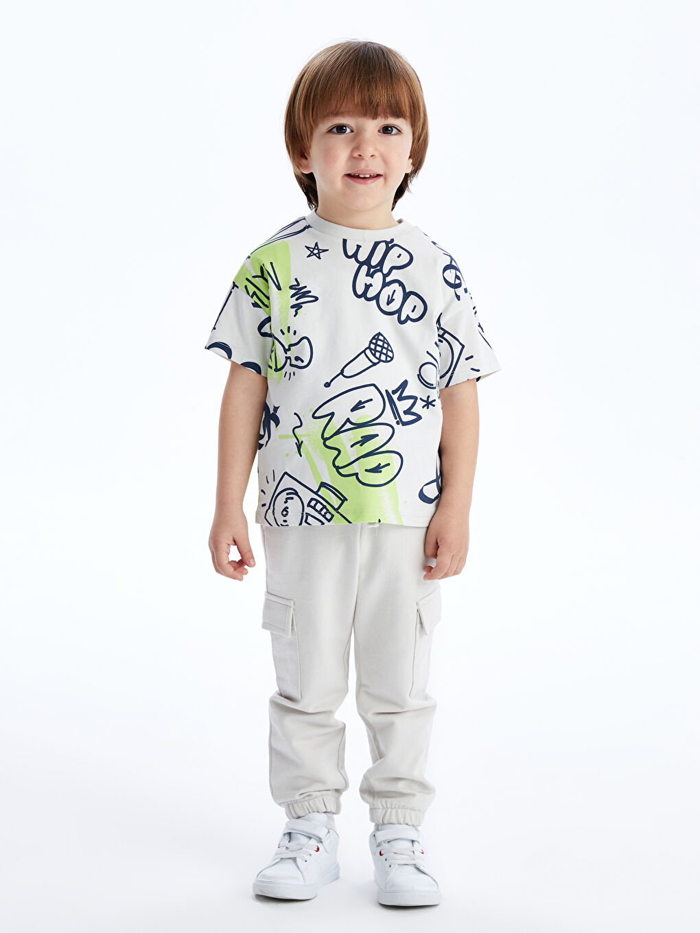 Gri Beli Lastikli Erkek Bebek Jogger Eşofman Altı-1