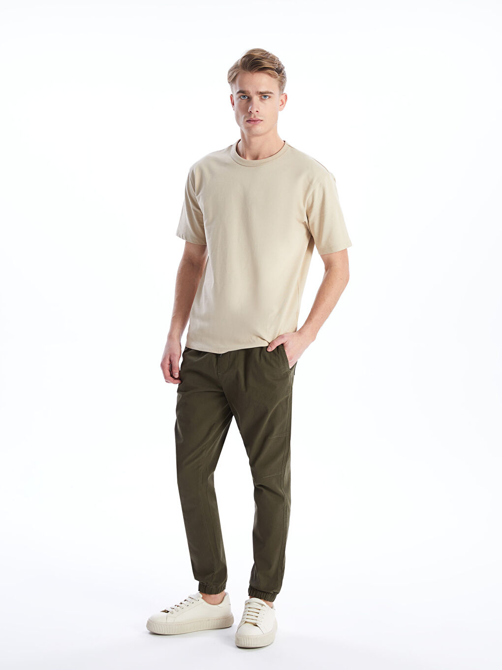 XSIDE Haki Slim Fit Gabardin Erkek Jogger Pantolon