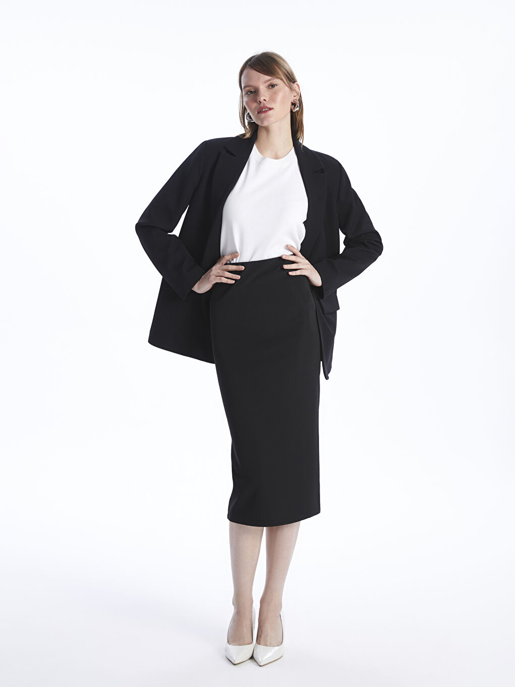 Women's Slim Fit Plain Skirt -S4AJ24Z8-CVL