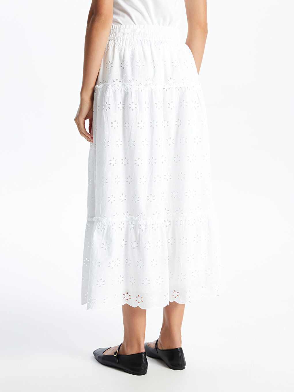 جيبة مطرزة كلوش بوسط مطاطي للسيدات-3