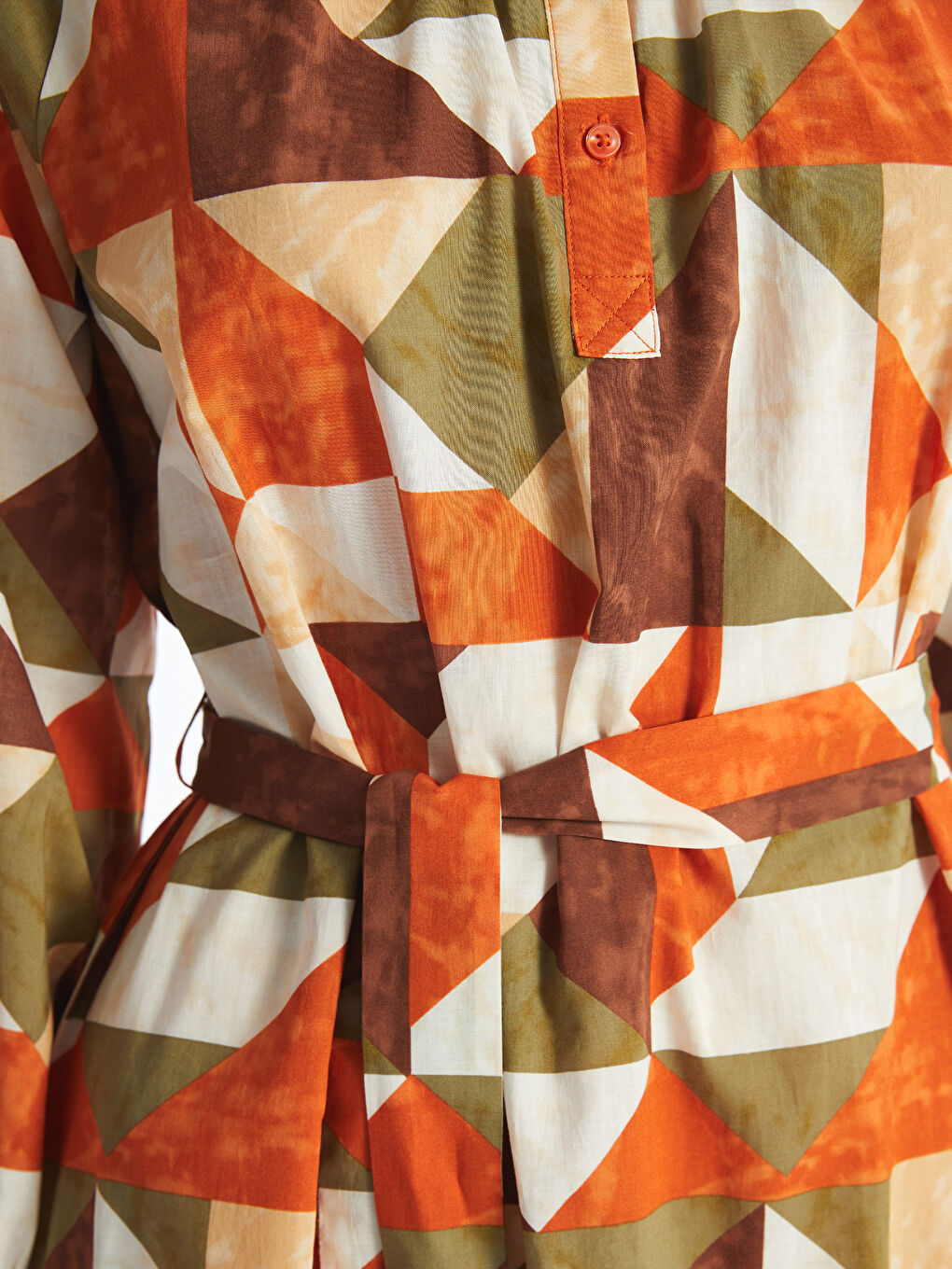 فستان قميص نسائي بأكمام طويلة منقوش-2