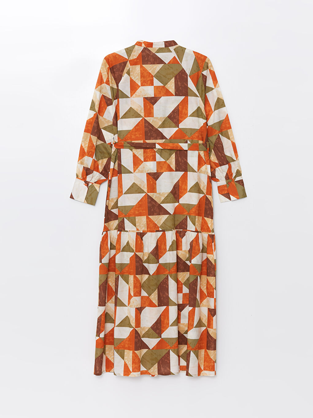 فستان قميص نسائي بأكمام طويلة منقوش-6