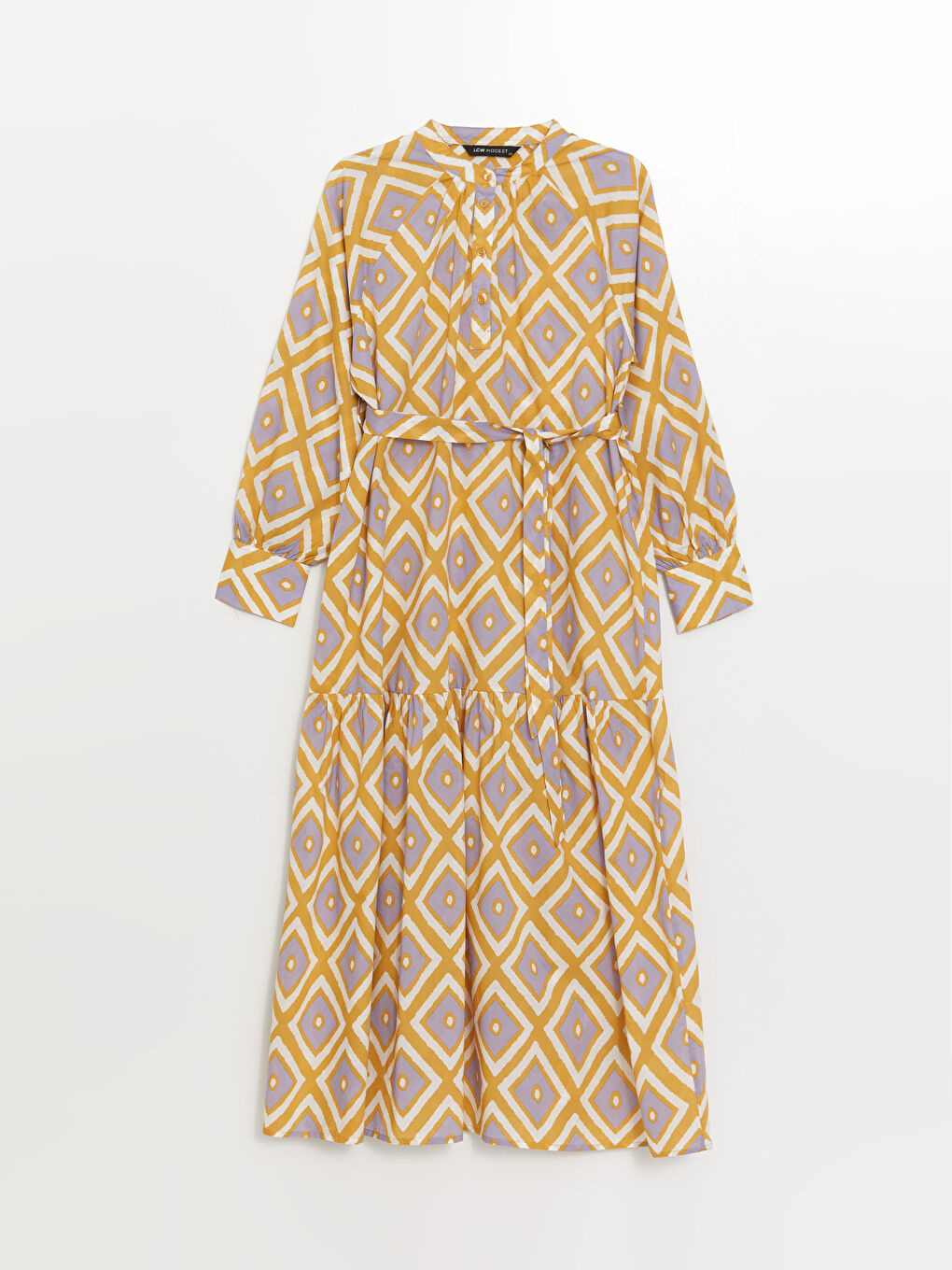 LCW Modest Patterned Long Sleeve Women's Shirt Dress -S4AJ43Z8-LU9
