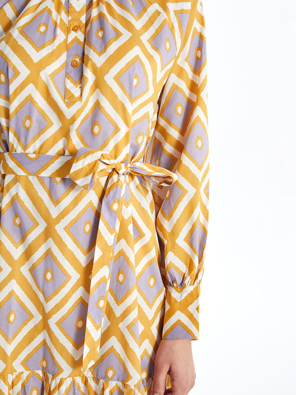 LCW Modest Patterned Long Sleeve Women's Shirt Dress -S4AJ43Z8-LU9