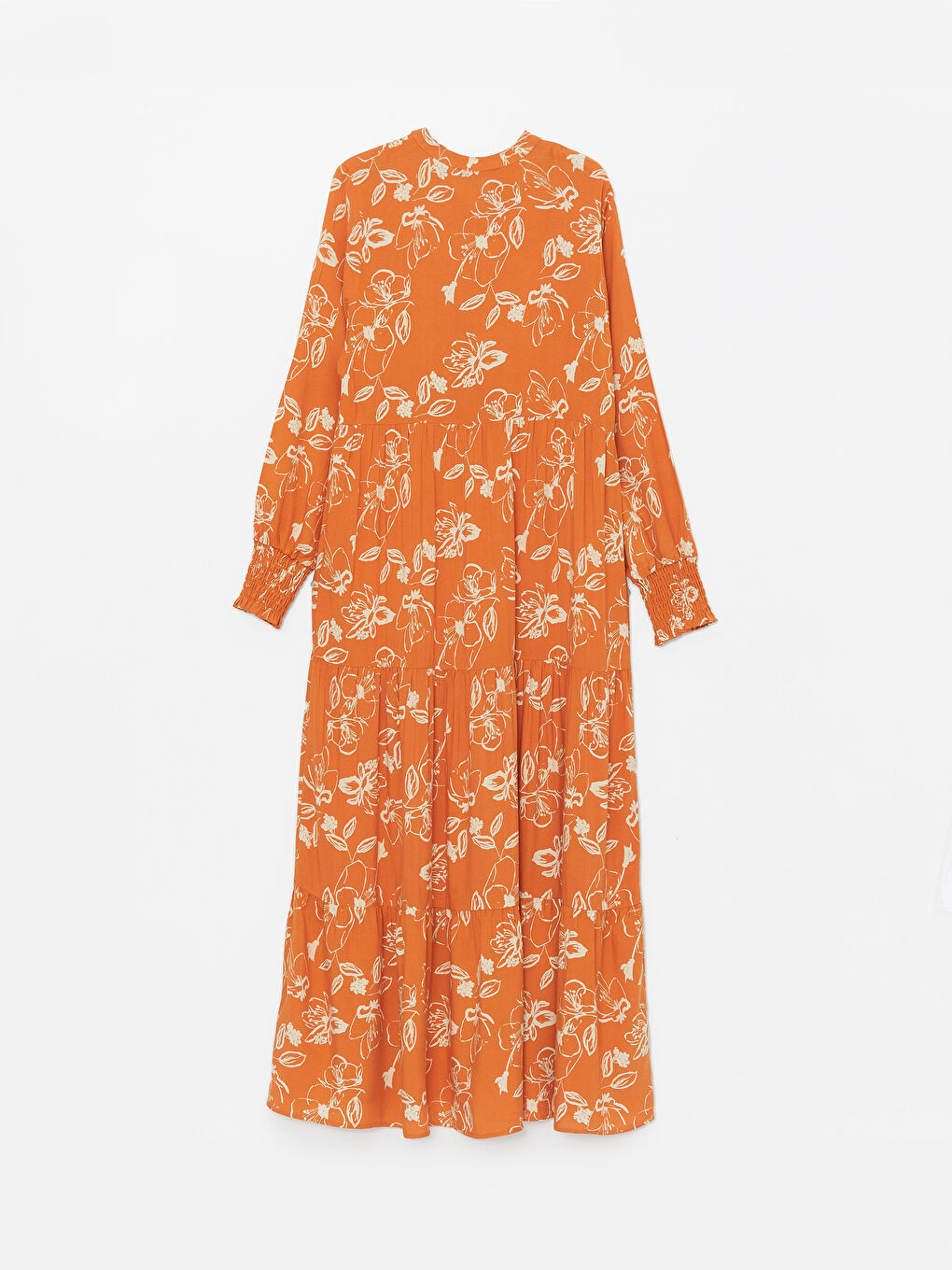 Notch Neck Patterned Long Sleeve Women's Dress-6