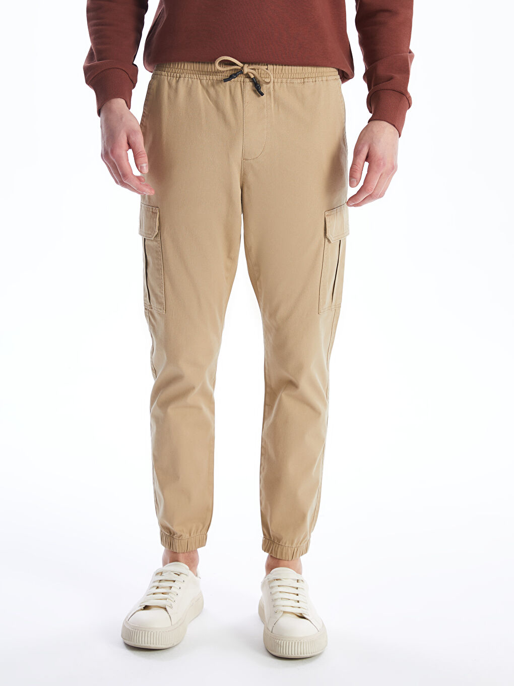 XSIDE Koyu Bej Slim Fit Gabardin Erkek Jogger Pantolon - 2