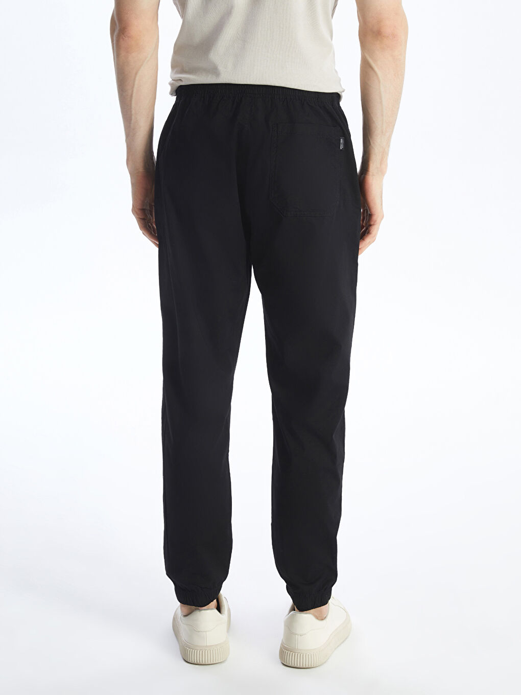 Siyah Standart Kalıp Poplin Erkek Jogger Pantolon-4