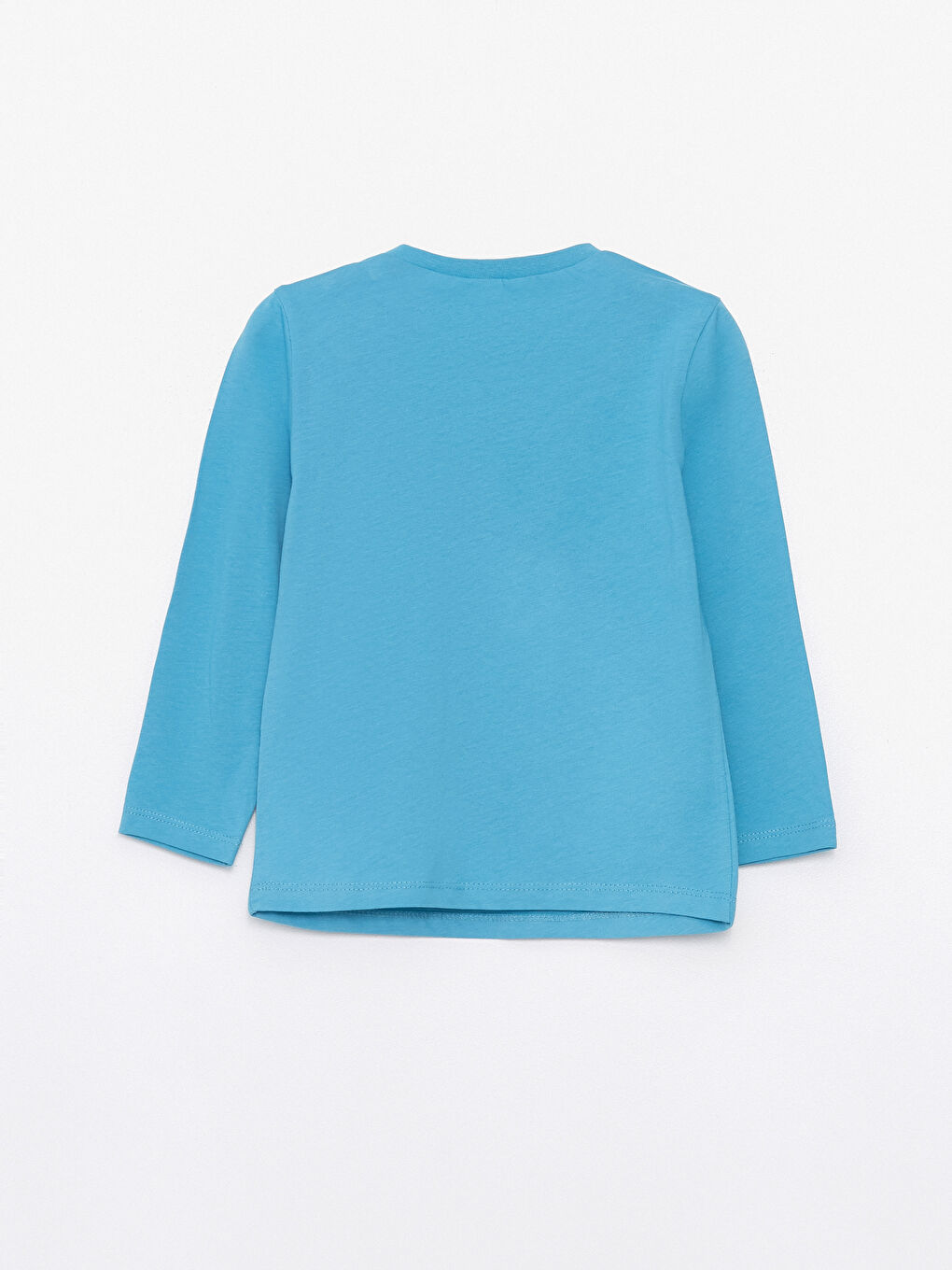 Mavi Bisiklet Yaka Uzun Kollu Tazmanya Canavarı Baskılı Erkek Bebek Tişört-2