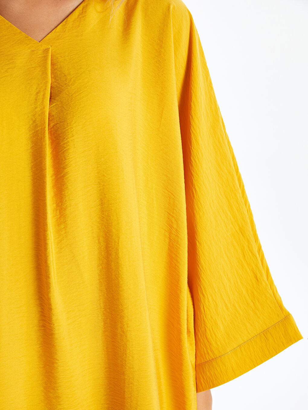 Women's V Neck Plain Dress-2