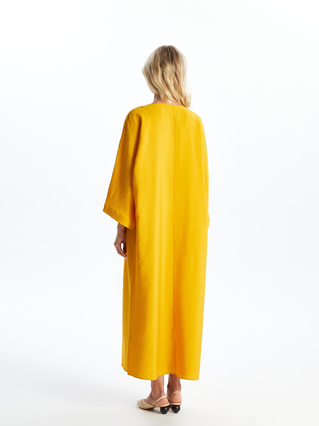 Women's V Neck Plain Dress-3