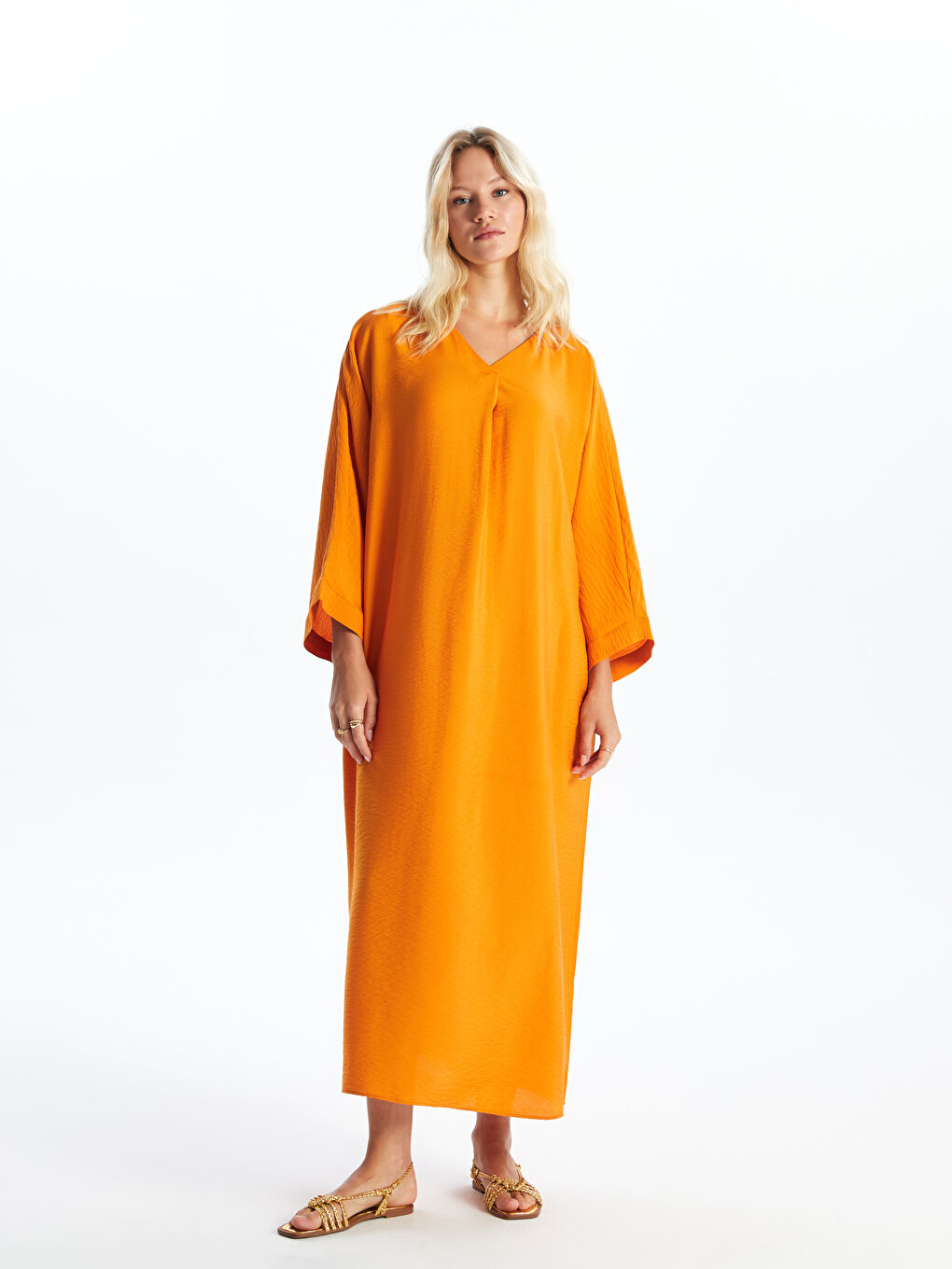Women's V Neck Regular Dress -S4AJ92Z8-GJW