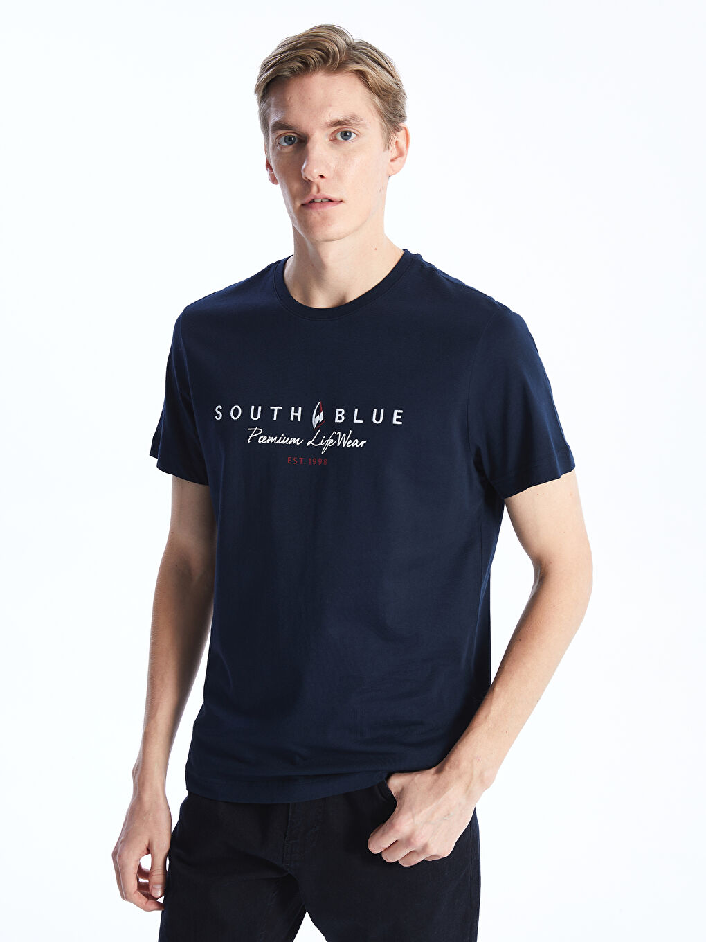 Crew Neck Short Sleeve Printed Combed Cotton Men's T-shirt