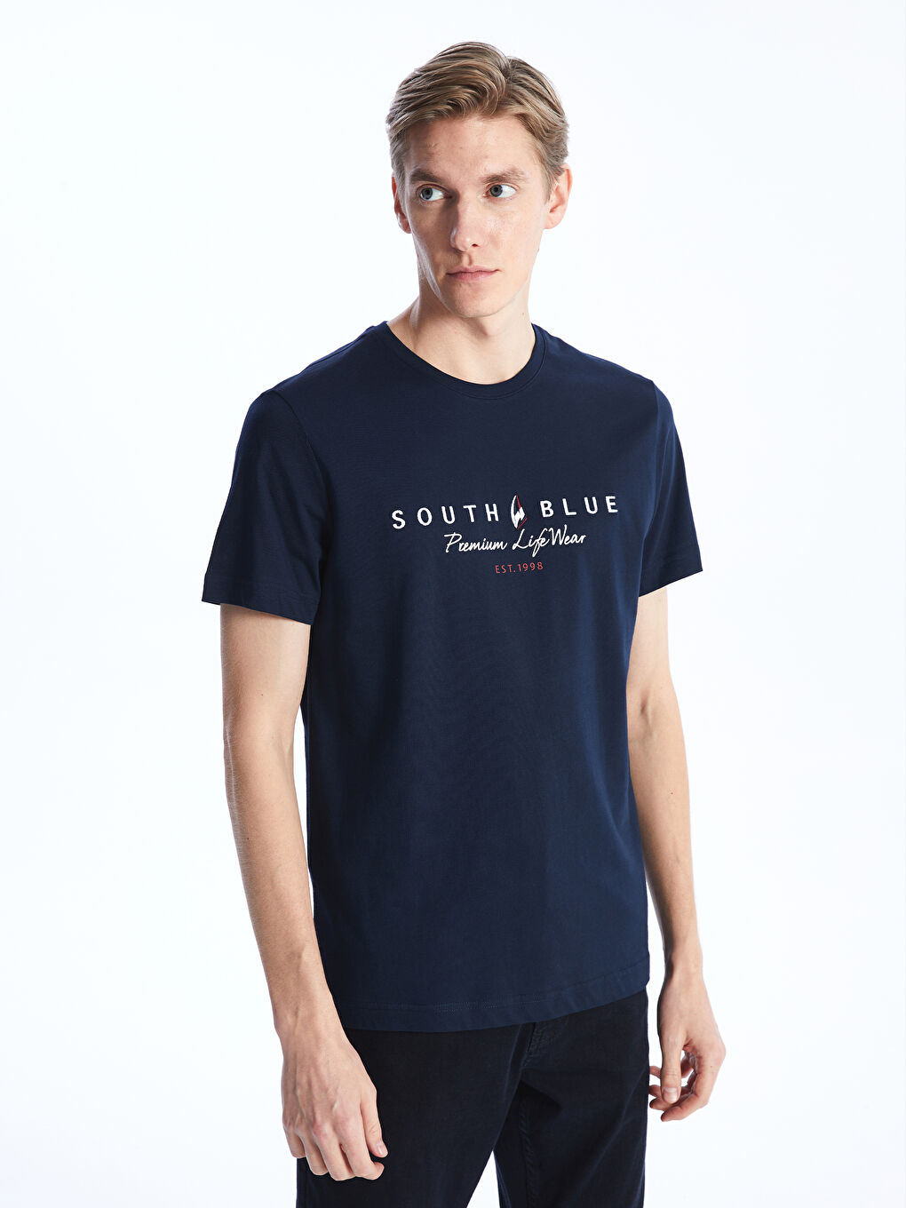 Crew Neck Short Sleeve Printed Combed Cotton Men's T-shirt-1