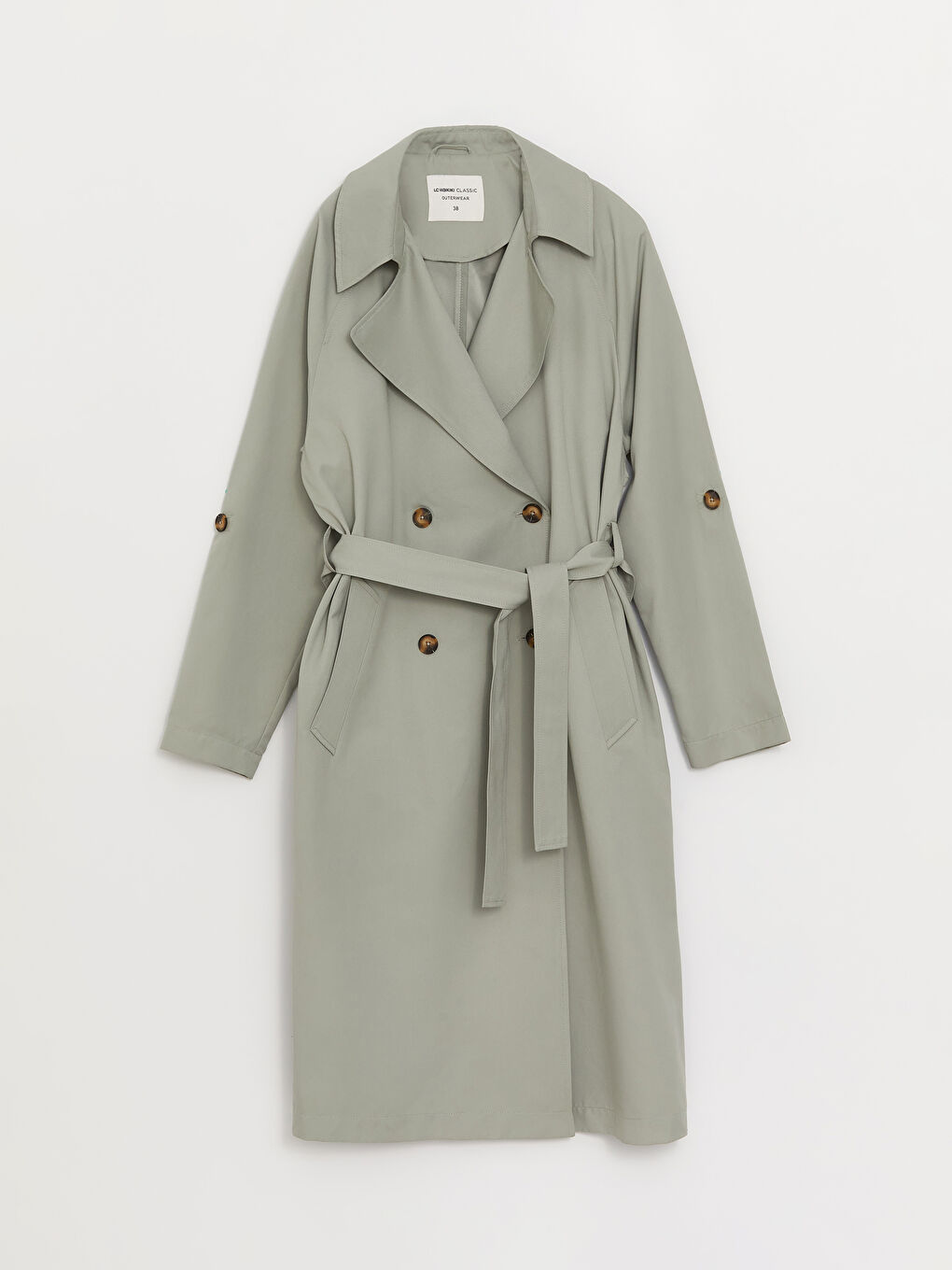 Women's Jacket Collar Plain Trench Coat -S4AJ95Z8-GBN