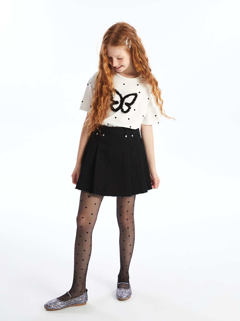 Siyah Beli Lastikli Kız Çocuk Şort Etek-1