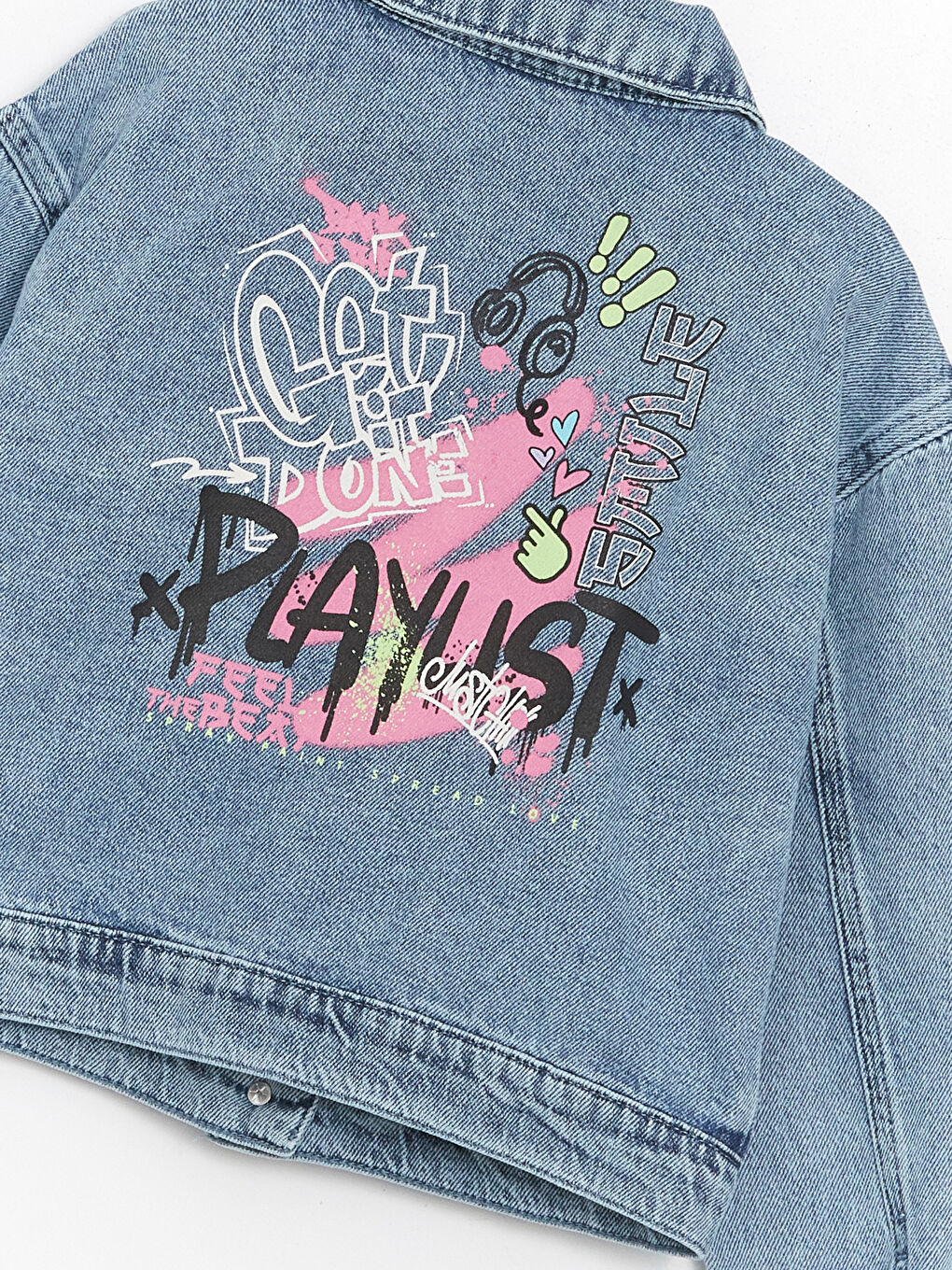 Shirt Collar Printed Girl Jean Jacket -S4AK32Z4-SHK