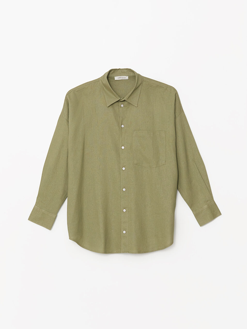 قميص سادة كم طويل واسع خليط كتان للسيدات-5