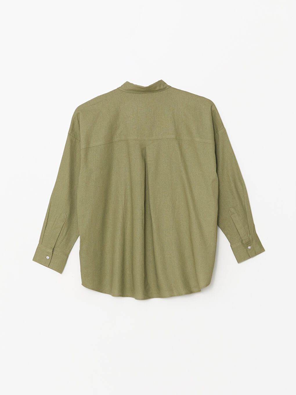 قميص سادة كم طويل واسع خليط كتان للسيدات-6