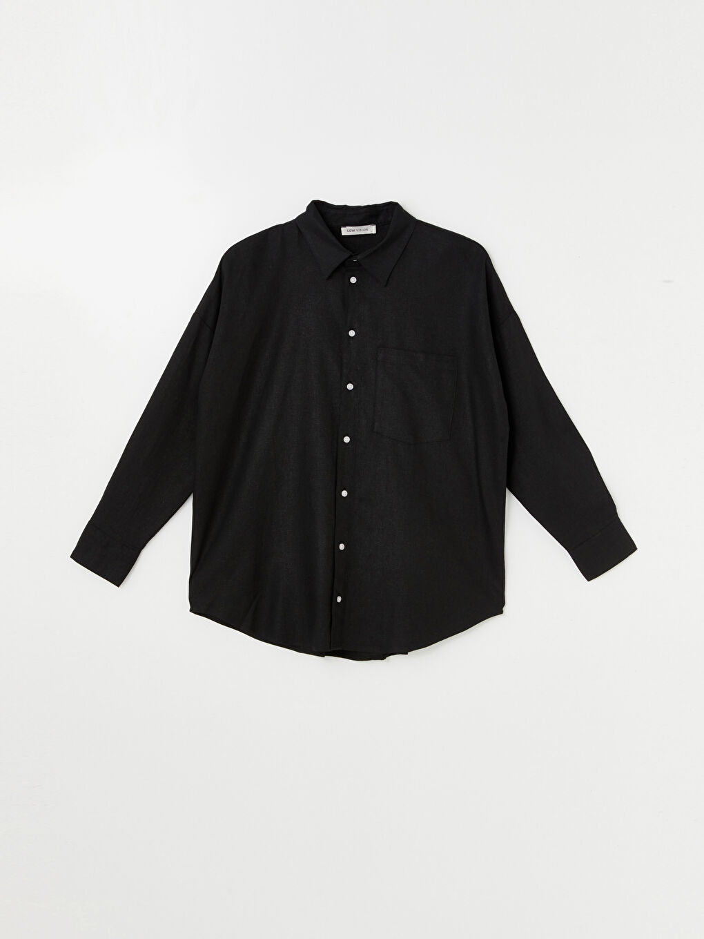 LCW Vision Plain Long Sleeve Oversize Linen Blend Women's Shirt -S4AK36Z8-RQN