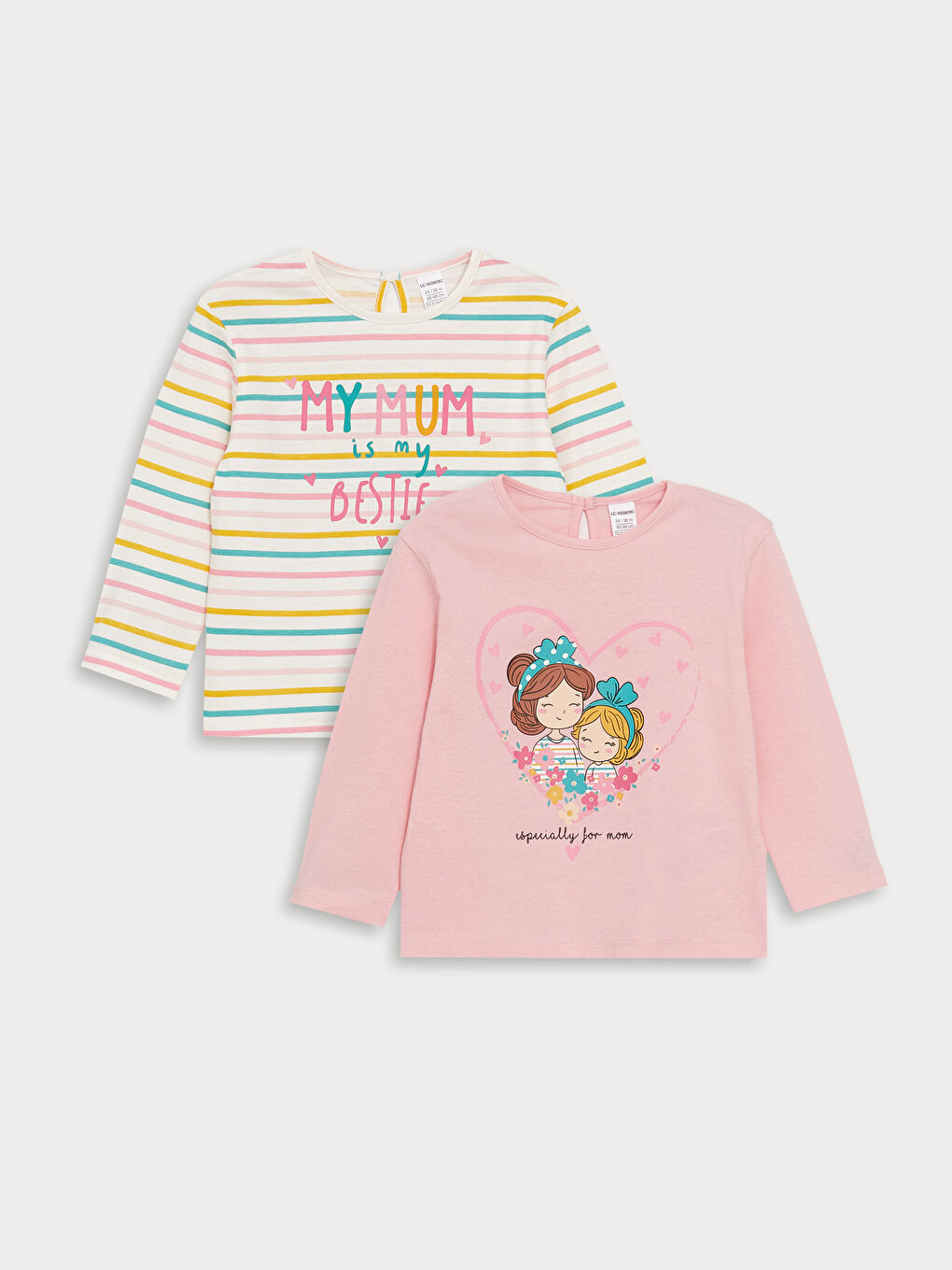 Crew Neck Striped Baby Girls' T-Shirt 2 Pack -S4AK91Z1-GAT