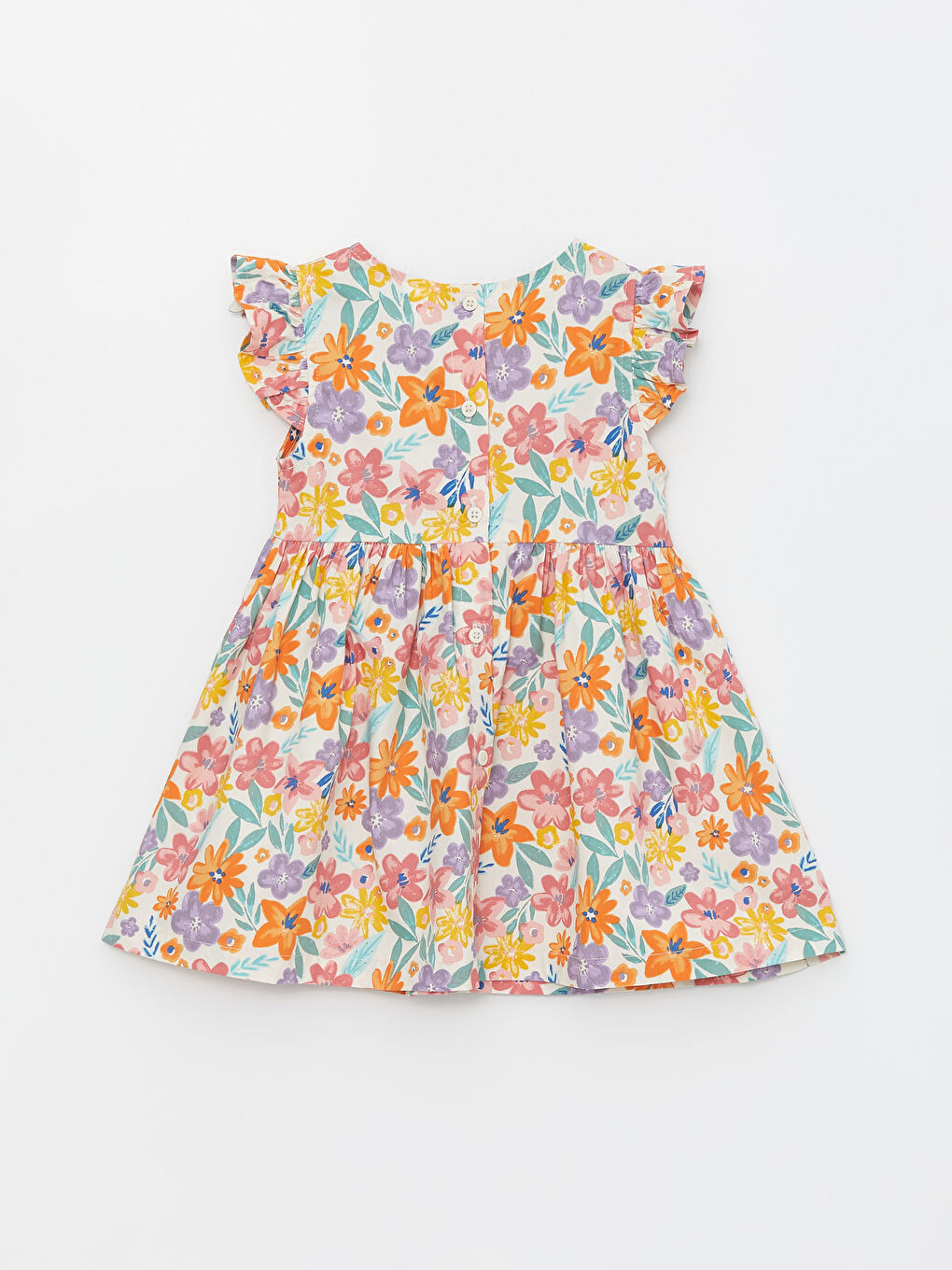 Crew Neck Floral Baby Girls' Dress-1