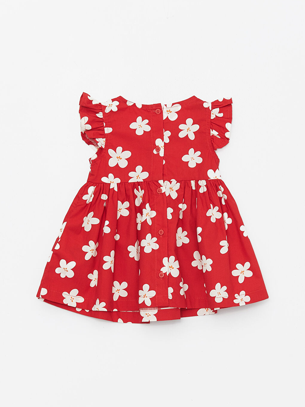 Bisiklet Yaka Çiçekli Kız Bebek Elbise-1