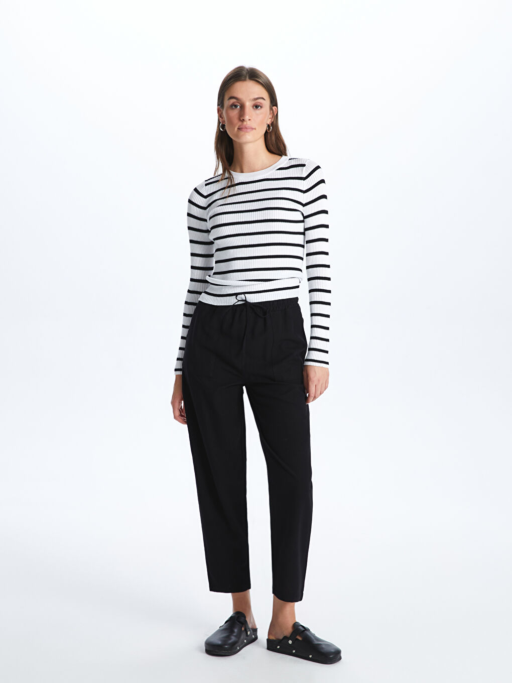 LC Waikiki Crew Neck Striped Long Sleeve Women's Knitwear Sweater -S4AN52Z8-R9J