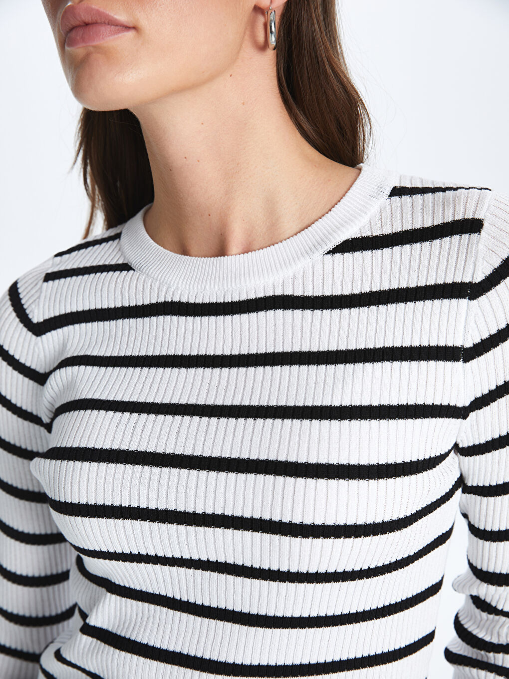 LC Waikiki Crew Neck Striped Long Sleeve Women's Knitwear Sweater -S4AN52Z8-R9J