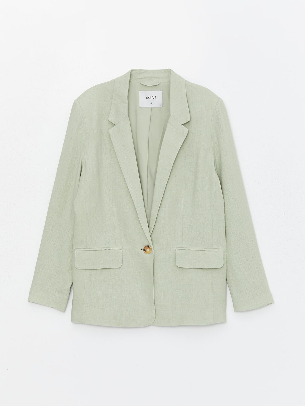 Plain Long Sleeve Linen Blend Women's Blazer Jacket-5