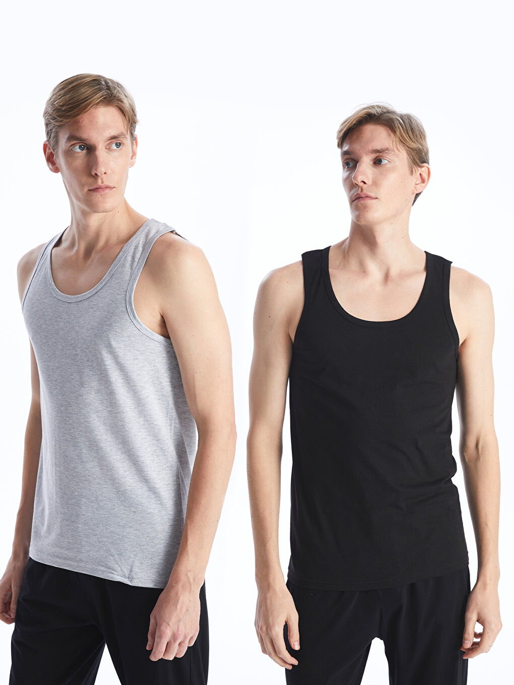 U Neck Jersey Men's Vest 2 Pack -S4AN74Z8-LAL