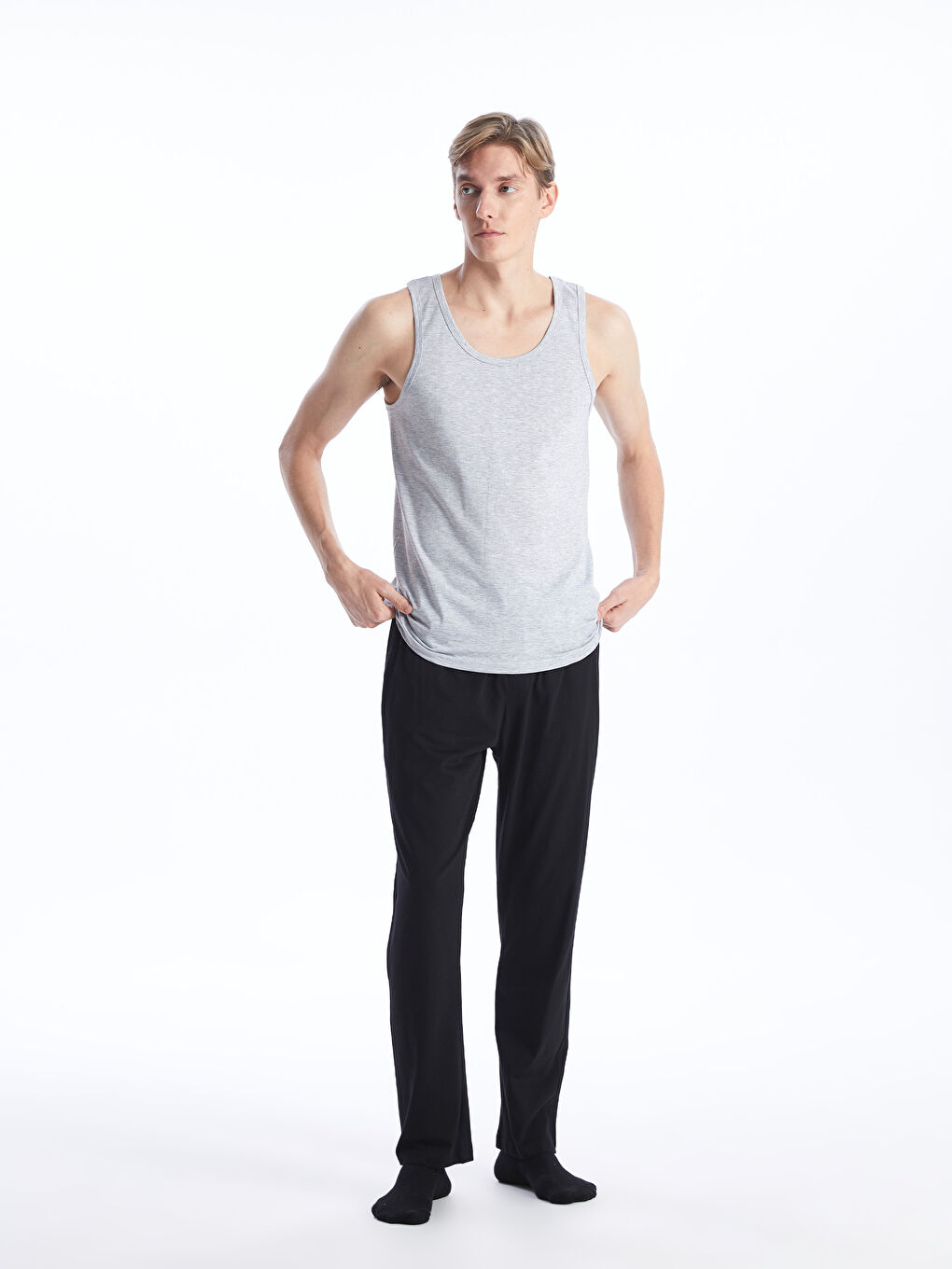 U Neck Jersey Men's Vest 2 Pack -S4AN74Z8-LAL
