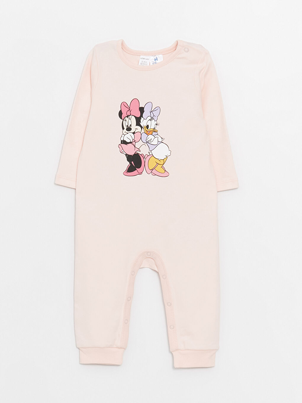 LCW baby Lila Baskılı Bisiklet Yaka Uzun Kollu Minnie Mouse Baskılı Kız Bebek Tulum 2'li - 4