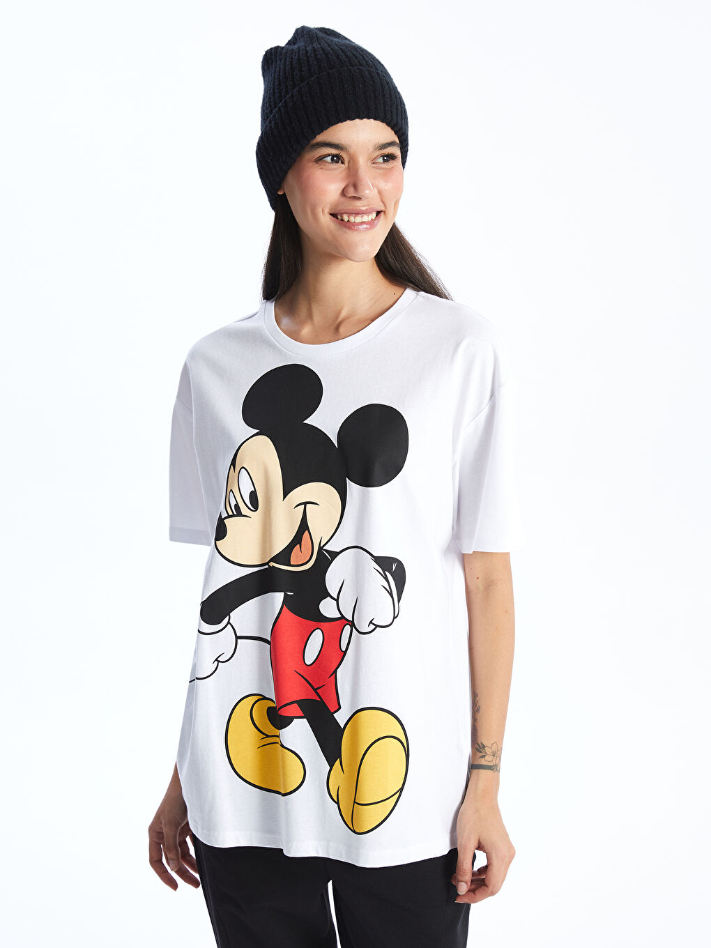 Crew Neck Mickey Mouse Printed Short Sleeve Women's T-Shirt -S4AN89Z8-Q6K