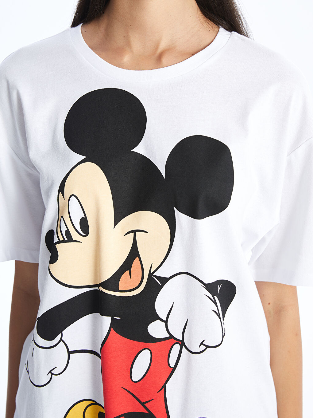Crew Neck Mickey Mouse Printed Short Sleeve Women's T-Shirt -S4AN89Z8-Q6K