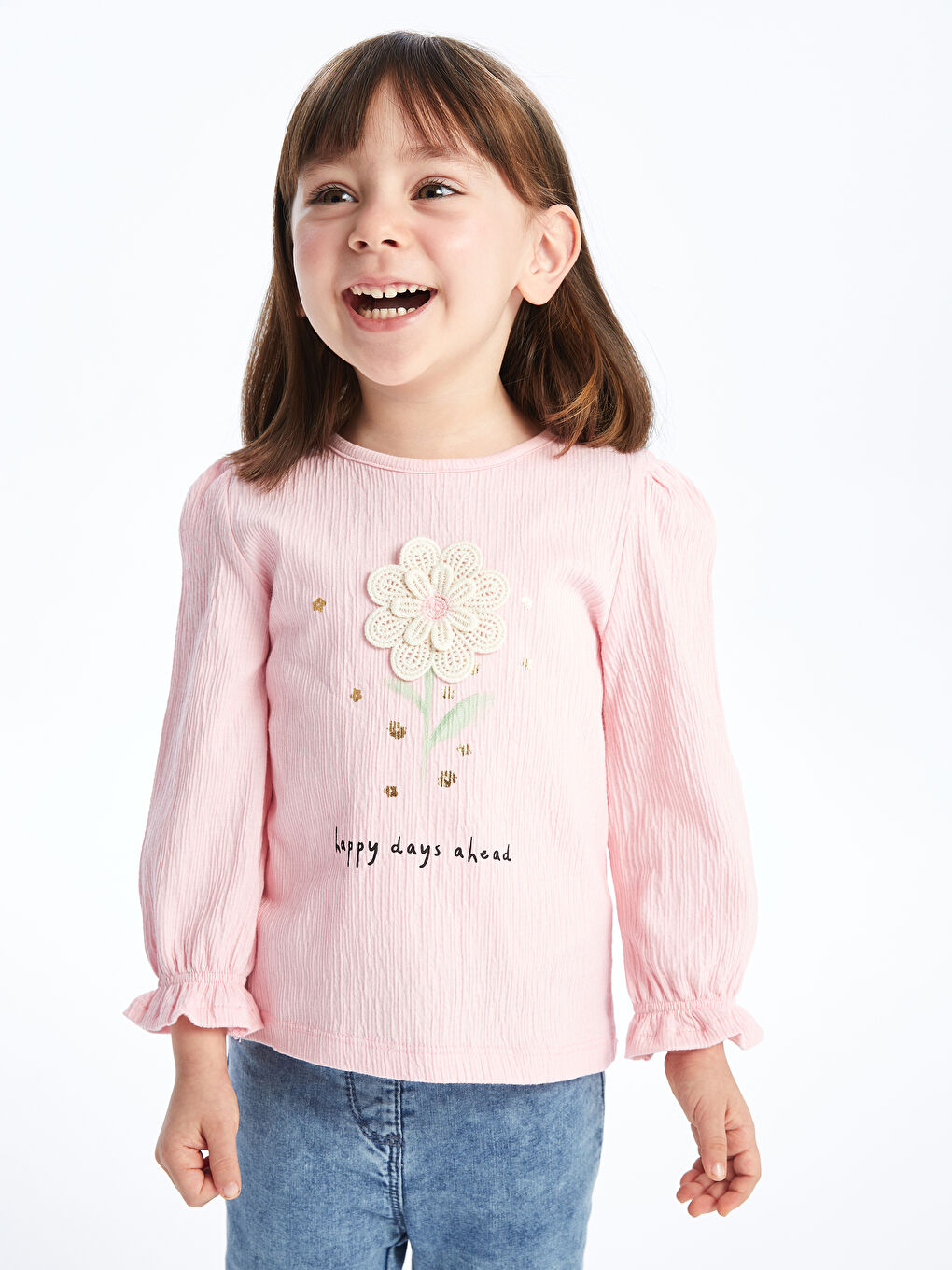 Crew Neck Long Sleeve Printed Baby Girls' T-Shirt -S4AO23Z1-QWL
