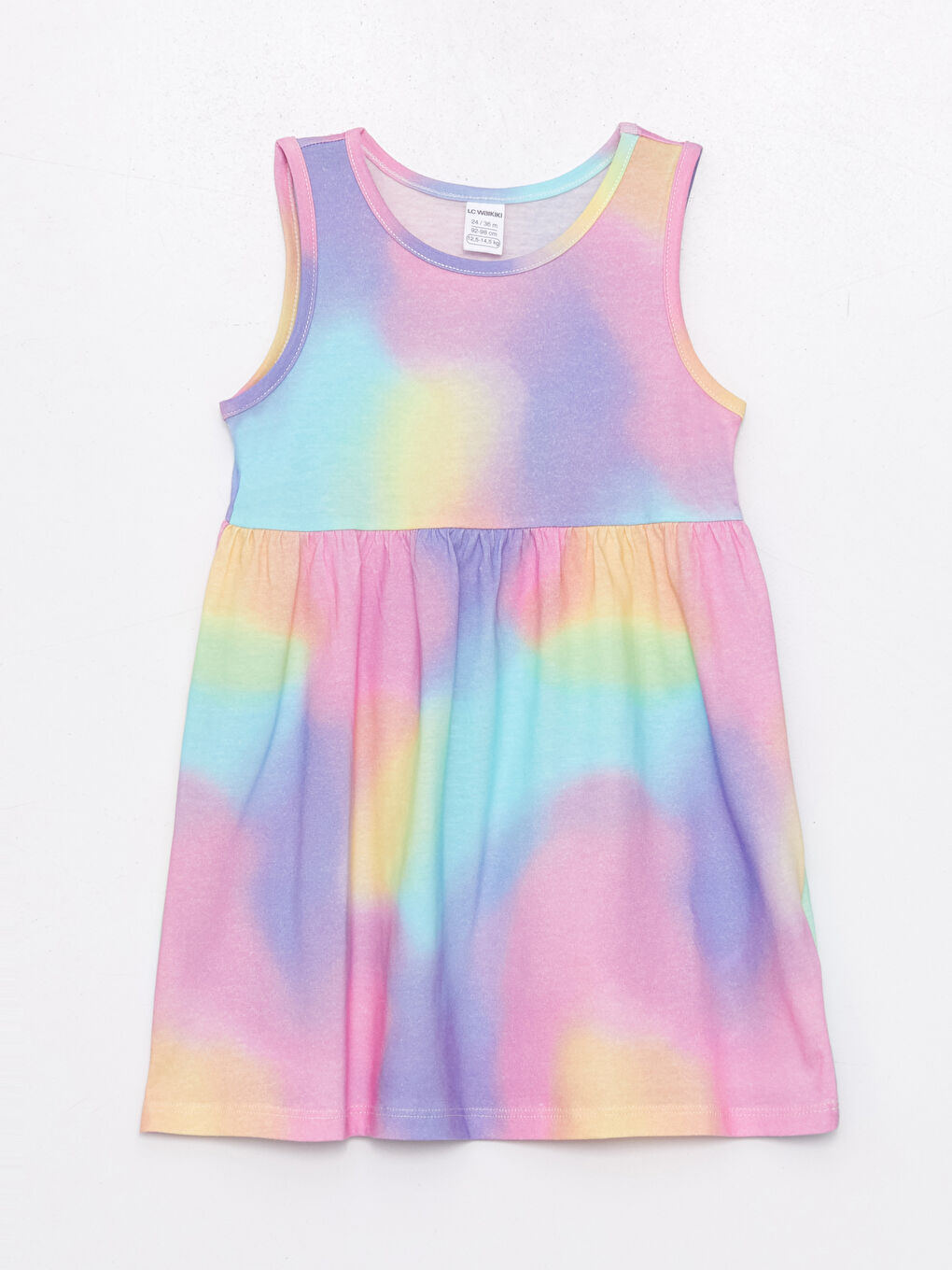 Karışık Bisiklet Yaka Kolsuz Baskılı Kız Bebek Elbise