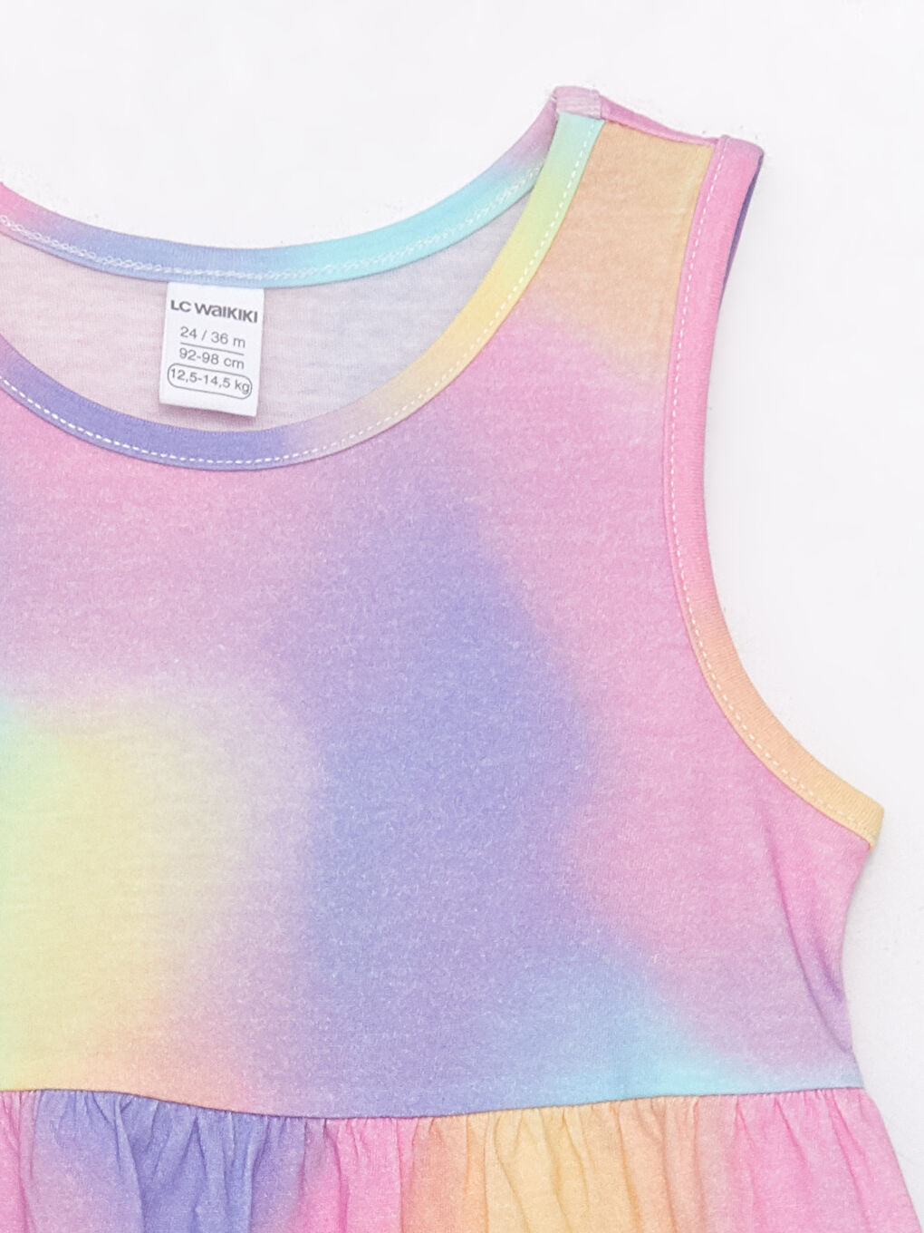 Karışık Bisiklet Yaka Kolsuz Baskılı Kız Bebek Elbise-2