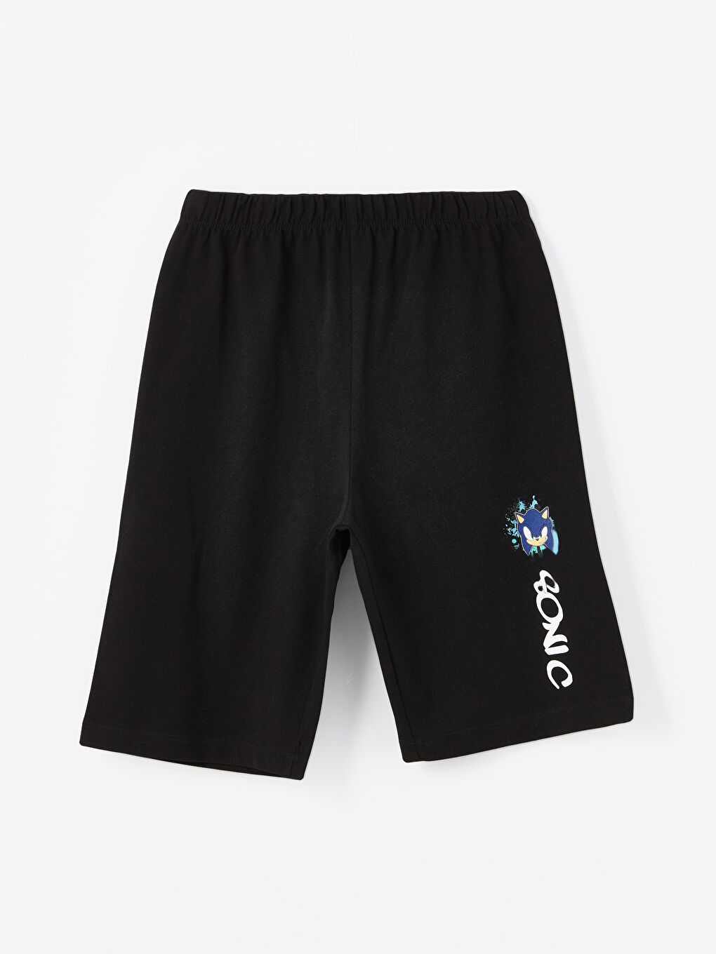Siyah Beli Lastikli Sonic Baskılı Erkek Çocuk Pijama Şort