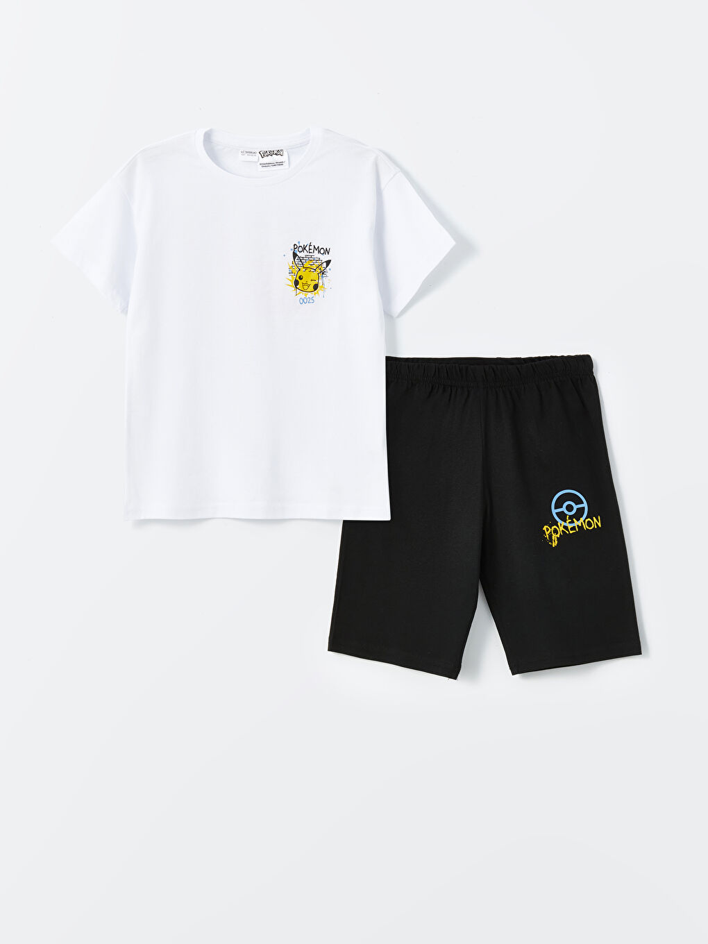 Crew Neck Pikachu Printed Short-Sleeve Boy's Shorts Pajama Set -S4AO40Z4-Q6K