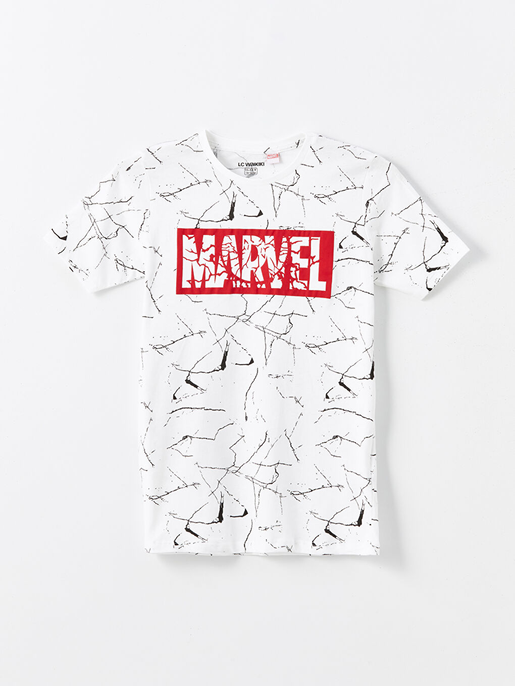 LCW Kids Beyaz Baskılı Bisiklet Yaka Marvel Baskılı Erkek Çocuk Pijama Üst