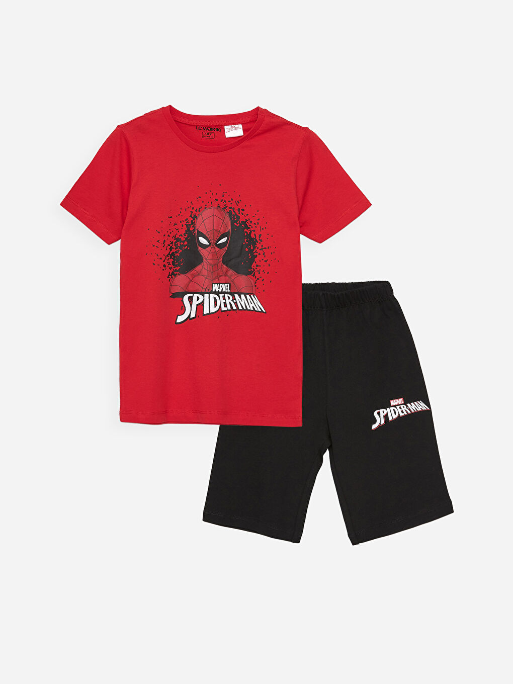 Crew Neck Spider-Man Printed Short Sleeve Boy's Short Pajamas Set -S4AO52Z4-HNK